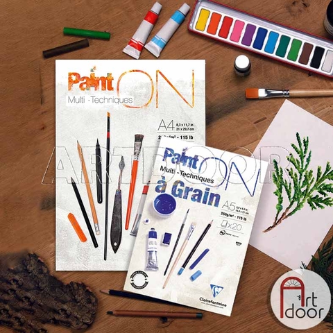 Sổ vẽ màu nước CLAIREFONTAINE Paint On Pad dạng sổ xé dày 250gsm (vân mịn/ nổi)