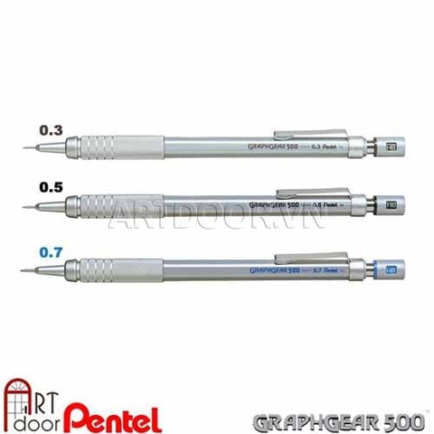 Bút chì bấm PENTEL Graphgear 500 thân thép PG51 (đủ size)