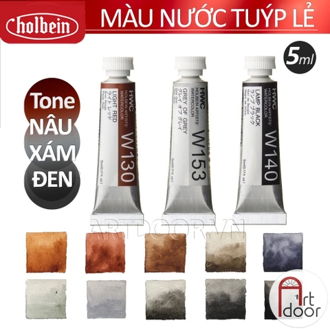 Màu Nước Tuýp HOLBEIN hạng hoạ sĩ 5ml lẻ (Đen/ Trắng/ Nhũ/ Pastel)