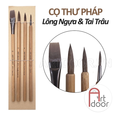 Bộ cọ vẽ Thư Pháp ART SECRET lông Ngựa cán tre Nâu 4 cây (BP10)