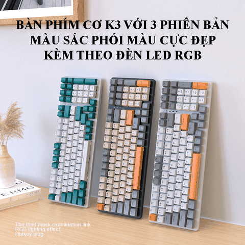 Bàn phím cơ FREEWOLF K3 sử dụng Red Switch với 3 phiên bản màu sắc phối màu cực đẹp có đèn led RGB phù hợp với game thủ