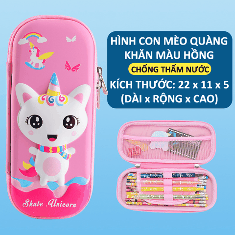 Hộp Bút Họa Tiết In Nổi 3D Sinh Động, Siêu Nhẹ, Chống Thấm Nước, dành cho bé gái HB00003