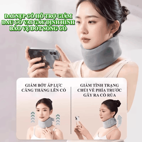 Đai nẹp cổ giúp định hình giảm đau cổ vai gáy, tránh cổ rùa, trật cổ bảo vệ đốt sống cổ với chất liệu mút xốp mềm mại đàn hồi tốt DNC00001