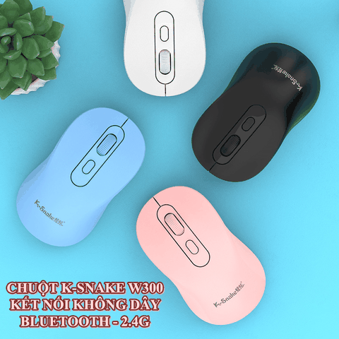Chuột văn phòng K-SNAKE W300 kết nối không dây bằng Bluetooth và USB 2.4G với thiết kế mini nhỏ gọn màu sắc hiện đại trẻ trung