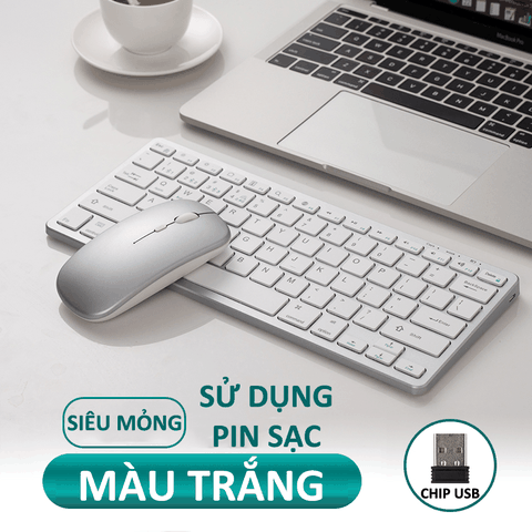 Bộ bàn phím và chuột không dây KB-178 GOIIOG kết nối BLUETOOTH - CHIP USB 2.4GHz siêu mỏng siêu nhỏ gọn không gây tiếng ồn khi gõ