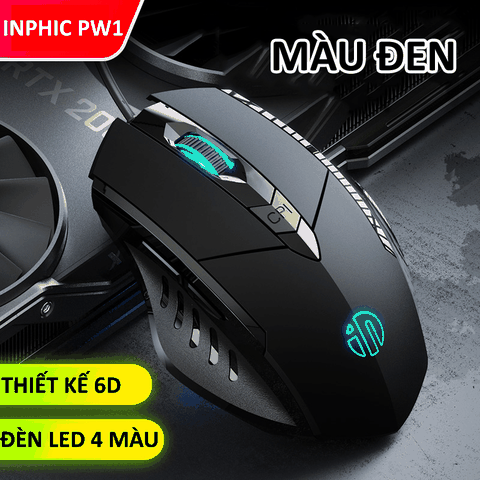 Chuột gaming máy tính có dây chống ồn silent click INPHIC PW1 đèn led 4 màu dành cho game thủ, văn phòng,...