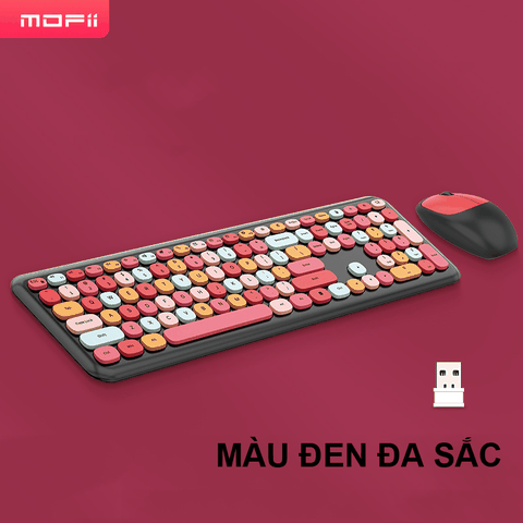 Combo bàn phím và chuột không dây MOFII 666 thiết kế hiện đại đa dạng màu sắc kết nối bằng chip USB 2.4GHz