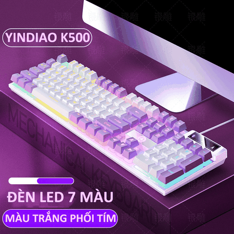 Bàn phím giả cơ YINDIAO K500 đa dạng màu sắc kèm theo đèn led 7 màu xuyên phím dành cho game thủ