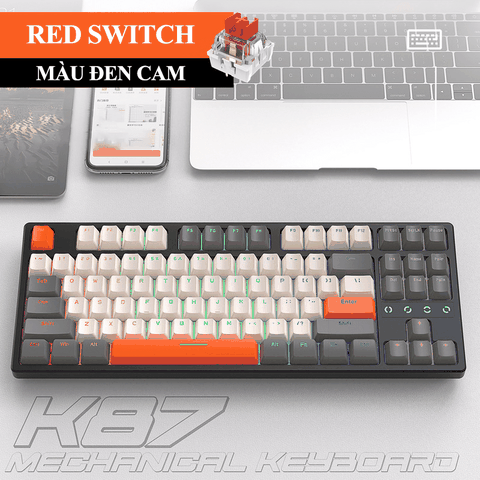 Bàn phím cơ CÓ DÂY FREEWOLF K87 sử dụng RED SWITCH trang bị đèn led RGB và có hotswap có thể thay switch dễ dàng chuyên game dành cho game thủ
