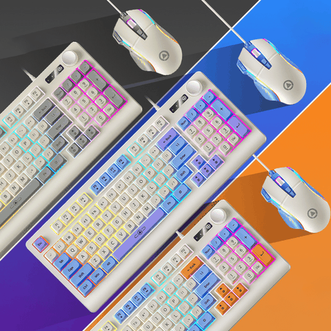 Bộ bàn phím và chuột có dây YINDIAO KM900 thiết kế phối màu hiện đại trẻ trung kiểu dáng nhỏ gọn 93 phím kèm theo đèn led 7 màu chớp nháy dành cho game thủ