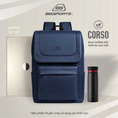 Balo phối da Belsports CORSO BL01, chống sốc, trượt nước chống bẩn, chống nấm mốc mở rộng thể tích