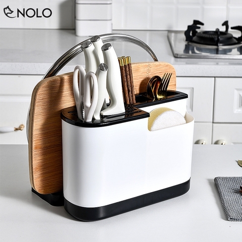Khay Kệ Đựng Dao Thớt Nắp Nồi Model S11081 Gồm Nhiều Ngăn Cho Từng Loại Dao Kéo Chất Liệu Nhựa PP Nhựa Plastic