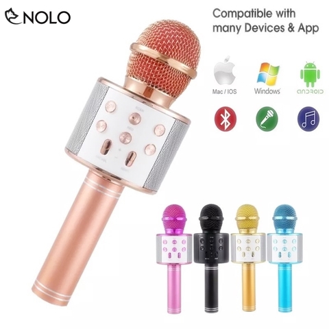 Micro Bluetooth V4.1 Karaoke Không Dây Model WS-858 Có Hỗ Trợ Thẻ Nhớ Và AUX