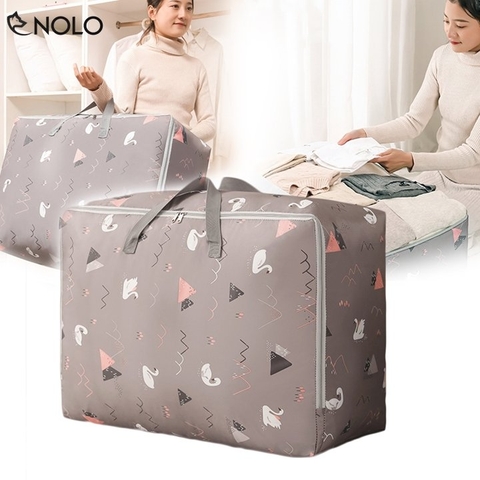 Giỏ Túi Đựng Quần Áo Chăn Ga Giường Cỡ Đại Kích Thước 70x50x30cm Chất Liệu Vải Oxford TPE 600d Sức Chứa Lớn