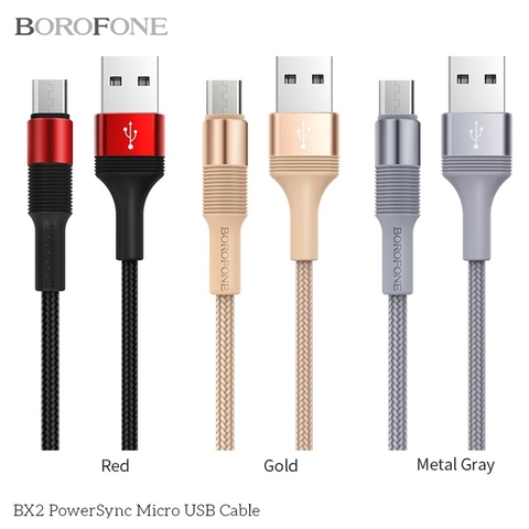 Cáp Sạc, Đồng Bộ Dữ Liệu SYNC MicroUSB Borofone Model BX-02 Bọc Nylon