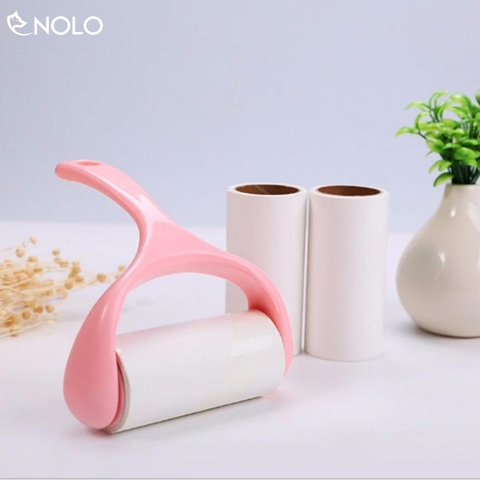 Combo Cây Lăn Bụi Mini Cầm Tay Tặng Kèm 2 Lõi Rời 60 Tờ Dùng Lăn Bụi Lông Thú Giấy Tóc Dễ Dàng Thay Thế Vệ Sinh