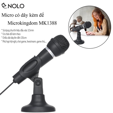 Bộ Micro Có Dây Để Bàn Microkingdom Model MK1388 Có Chân Đế Thích Hợp Chơi Game, Thu Âm, Livestream,…