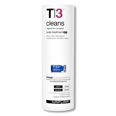 TINH CHẤT ĐIỀU TIẾT BÃ NHỜN CHO TÓC DẦU T3 CLEANS POST ( 12 lọ x8ml)