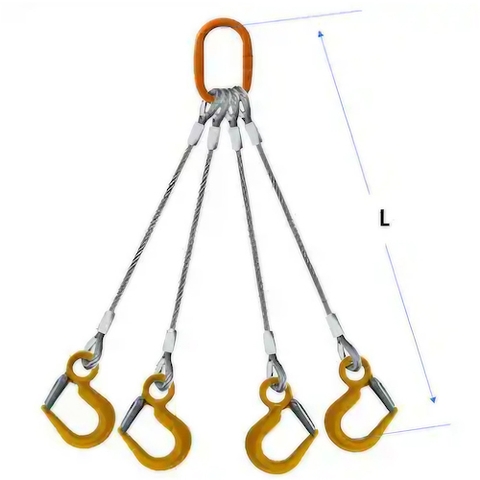 Kondotec Việt Nam | Kondotec JIS locking wire, 4-point suspension, 12mm, with LS hook 1.25t, with oval master ring, φ12 x 5m, LS1.25/A3017S MW6123347