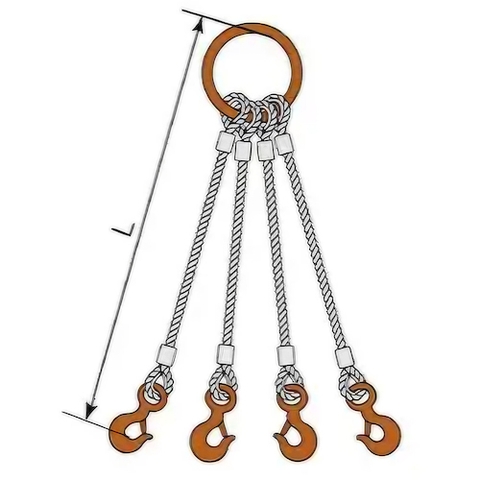 Kondotec Việt Nam | Kondotec JIS locking wire, 4-point hanging round ring, 9mm, hook with loop, 0.5t, painted, φ9×1m, TS5S・T19 MW6123556