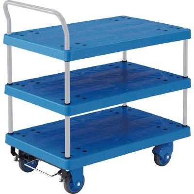 Xe đẩy hàng  3 tầng Trusco - # TP-X905S (Resin 3 Flat shelf Cart w/ Handle)