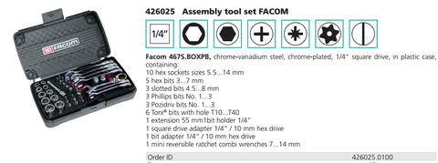 467S.BOXPB- Bộ cờ lê, khẩu  FACOM- # 426025.0100