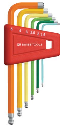 Bộ thanh vặn lục giác gồm 5 chi tiết mã 424450.0020, code 324450.0020 (PB212H5RB), hiệu Swiss tools/ Thụy Sỹ, mới 100%