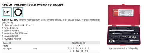 2251M- Bộ tuýp hệ mét KOKEN - # 426200.0100