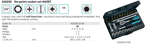 Bộ khẩu, tuýp, tay vặn HAZET - # 426295.0100