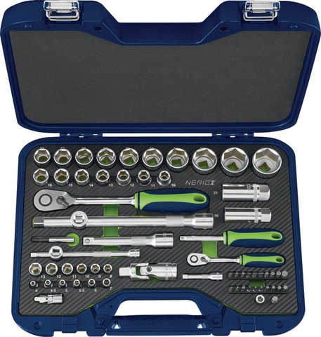 Bộ khẩu tay vặn 1/2'' & 1/4'' 65 chi tiết NERIOX 428585.0100