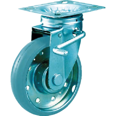 Trusco Nakayama Việt Nam | TRUSCO Plate type gray rubber caster "High Ten Caster" (tire markless type) with flexible double stopper MW7729588