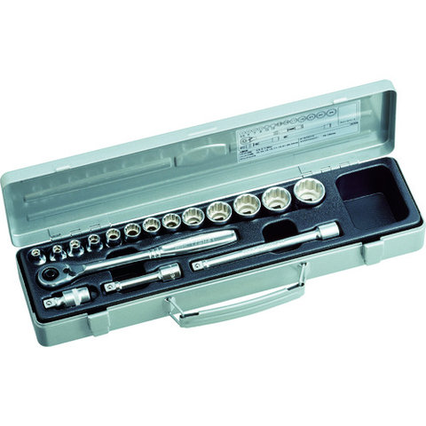 TONE Việt Nam | TONE Socket Wrench Set, 9.5mm Drive, 17-piece Set, Hexagonal (5.5mm~), 12-Angle Socket Wrench Set MW1165518