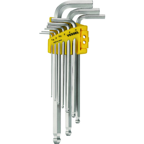 VESSEL Việt Nam | VESSEL Fully tightening ball point wrench set of 9 8309BP Opposite sides 1.5, 2, 2.5, 3, 4, 5, 6, 8, 10 Ball Point Wrench 9-piece set MW1676910