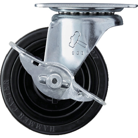 HAMMER CASTER Việt Nam | Hammer G series swivel rubber wheel 75mm with stopper Topplate Rubber Caster MW2218950