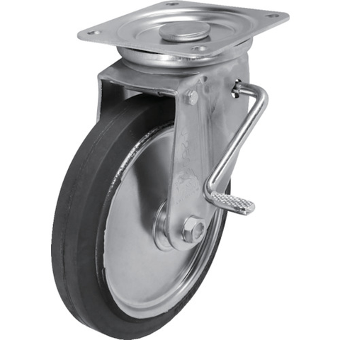 SISIKU Việt Nam | Sisiku Standard Press Caster, Rubber Wheel, Swivel Stopper Included, 200mm Diameter MW5057191
