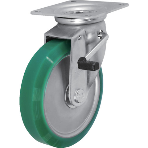 SISIKU Việt Nam | Sisiku Standard Press Caster, Urethane Wheel, Swivel Stopper, 200mm Diameter Pressed Steel Casters MW5057205