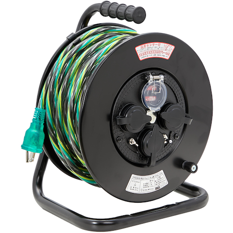 TRUSCO Việt Nam | TRUSCO Glowing Drum Reel, Weatherproof and Dustproof, 100V, with Temperature Sensor, Earth, Overload and Leakage Protection Combined Breaker, 30m Rainproof and Dustproof-type Cord Reel MW5631860
