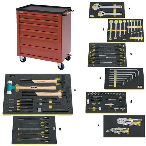 Thùng dụng cụ 6 ngăn 104 chi tiết  FUTURO - #540490.0100 -104