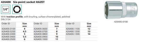 Khẩu, Tuýp, Đầu khẩu vặn hệ mét HAZET - # 426400