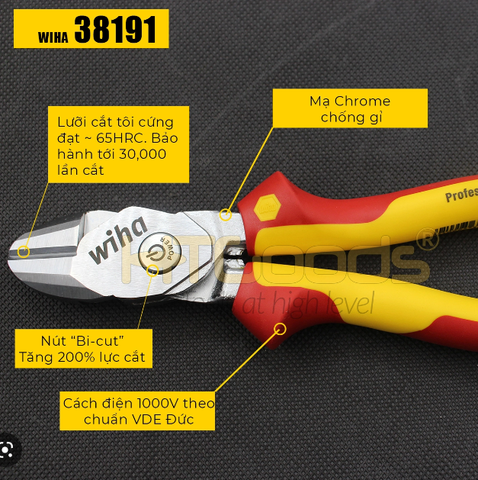 Kìm siêu cắt cách điện 1000V Wiha  -# 38191