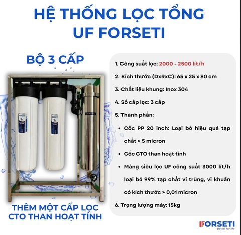 Combo lọc tổng đầu nguồn 3 cấp UF5000 + 2 cốc (PP5+CTO)