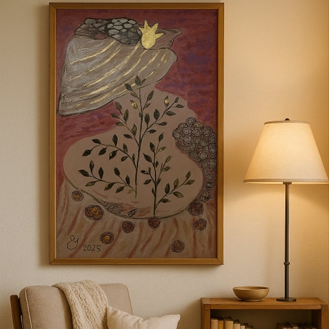 Tranh Sơn Mài Gọi Mẹ Là Cô Dâu - Call mother bride