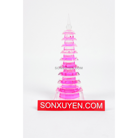 Tháp Văn Xương màu hồng 9 tầng C 19 cm R 6 cm