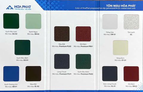 BẢNG MÀU CÁC LOẠI TÔN