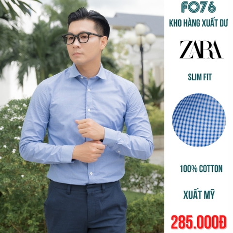 ÁO SƠ MI NAM TAY DÀI SLIM FIT MÀU XANH DƯƠNG - RN 77302 