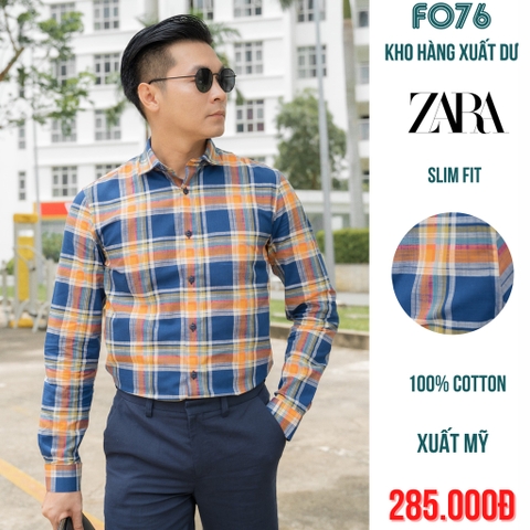 ÁO SƠ MI NAM TAY DÀI SLIM FIT MÀU CARO CAM - RN 77302 