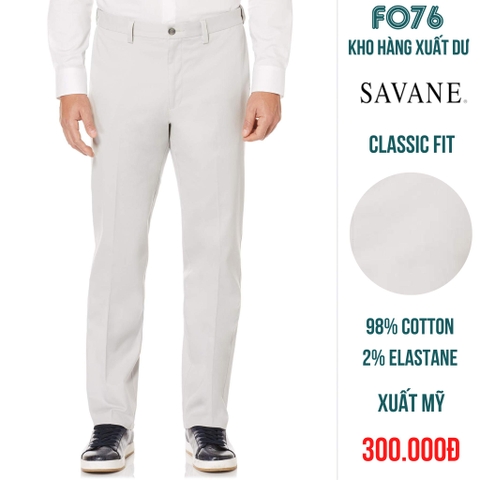 SAVANE - QUẦN KAKI NAM CLASSIC FIT MÀU XÁM TRẮNG - RN# 37763