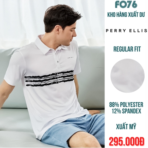 PERRY ELLIS - ÁO THUN GOLF POLO NAM TAY NGẮN CÓ CỔ MÀU TRẮNG