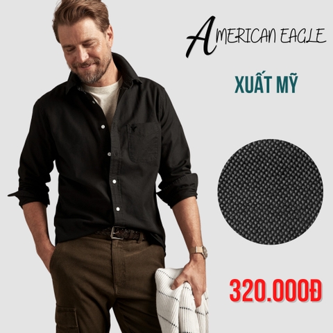 AMERICAN EAGLE - ÁO SƠ MI NAM TAY DÀI SLIM FIT MÀU ĐEN