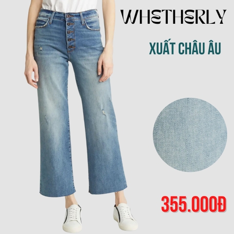 WHETHERLY - QUẦN DÀI JEAN NỮ DÁNG SUÔNG ỐNG RỘNG MÀU XANH